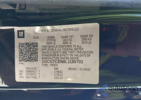2020 Chevrolet Colorado 4Wd Short Box Lt from USA, damaged, VIN 1GCGTCEN8L1189703